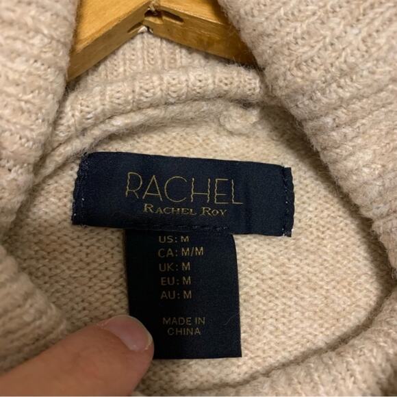 RACHEL Rachel Roy Tan Colorblock Cowl Neck Sweater Dress - Picture 7 of 10